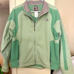 The North Face Flight Series Light Green and Gray Fleece Jacket Windwall Zip Up